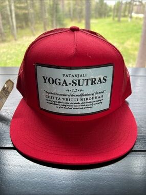 Moses Creations Unisex Red Yoga-Sutras Trucker Hat, NEW